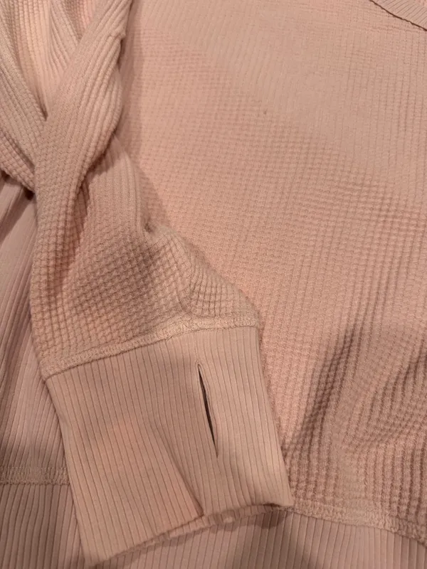 Aerie OFFLINE Pink Waffle Knit Long Sleeve Top - Image 4