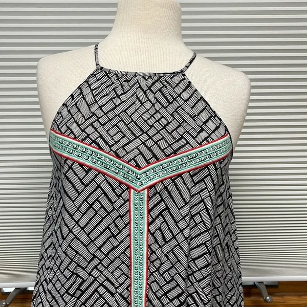 THML Black Patterned Colorful Embroidered Halter Neckline Mini Dress Size XS - Image 3