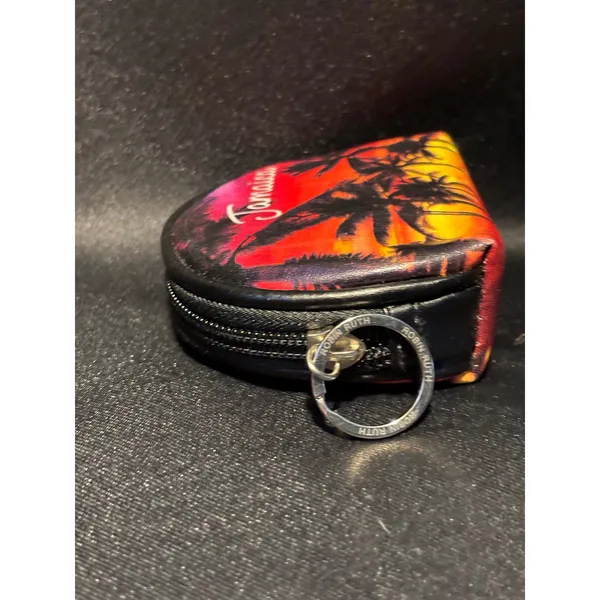 Robin Ruth Jamaica Souvenir Coin Purse Sunset Palm Tree Keyring‎ Pouch Black - Image 2