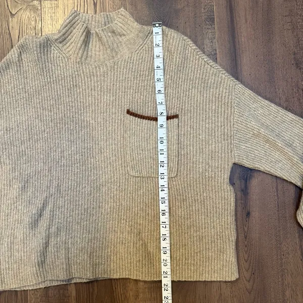 AMERICAN‎ EAGLE Mock Neck Sweater Pocket Multicolor Taupe Tan Size Medium - Image 5