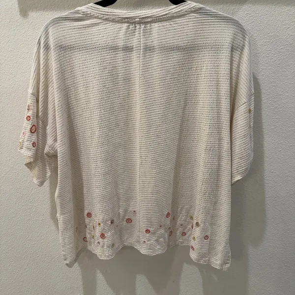 Anthropologie Postmark Catina circle stripe Eyelet Top Boho Cottagecore size M - Image 14