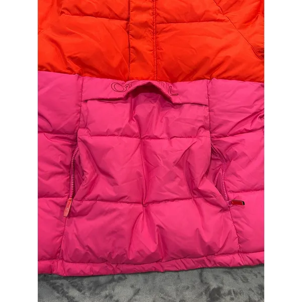 O'Neill Puffer Anorak Jacket Womens Orange Pink Colorblock Originals Medium - Image 8