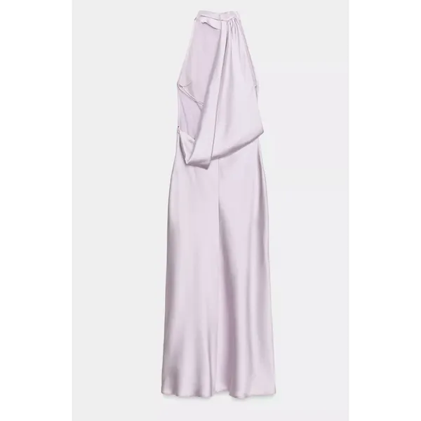 Zara Lilac Midi Satin Effect Dress Open Back Wedding Guest Tik Tok Purple Summer - Image 2