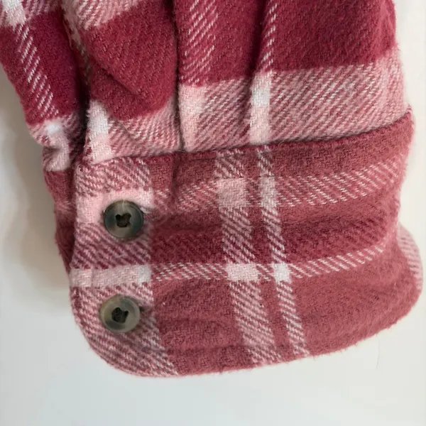 Aerie‎ Womens Red Pink Plaid Flannel Button Down Shirt Oversized Medium - Image 11