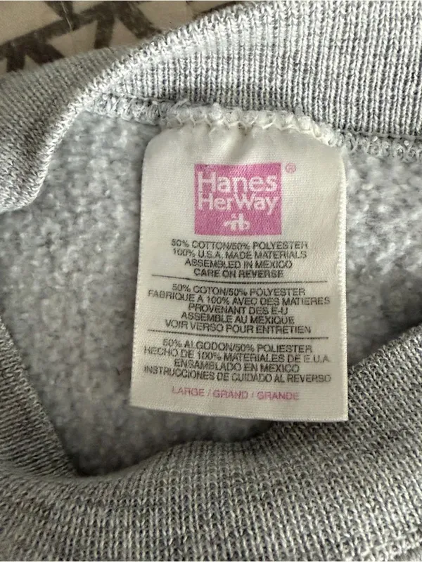 Hanes Heavy Blend Gray Crewneck Sweatshirt Fleece Pullover Size Large - Image 6