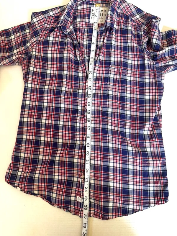 Frank & Eileen "Barry" Fitted Cotton Red/Navy Plaid Button Down Shirt  Medium - Image 11