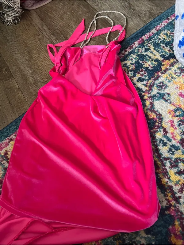 Hot pink Lucy in the sky velvet dress size xs - Image 4