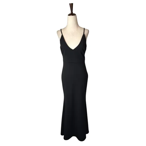 Lulus Infinite Glory‎ Maxi Dress Women Small Black V Neck Mermaid Formal Gown - Image 2