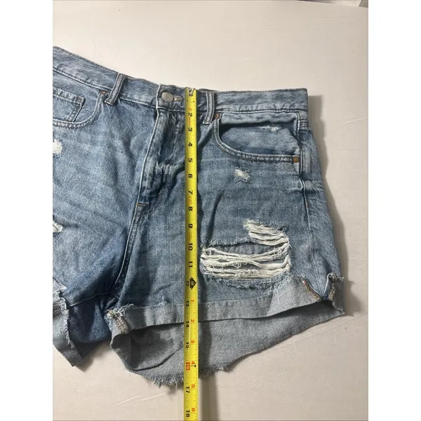 Aeropostale Mom Shorts Size 14 Light Blue‎ Ripped Distressed Cuffed Shorts - Image 7