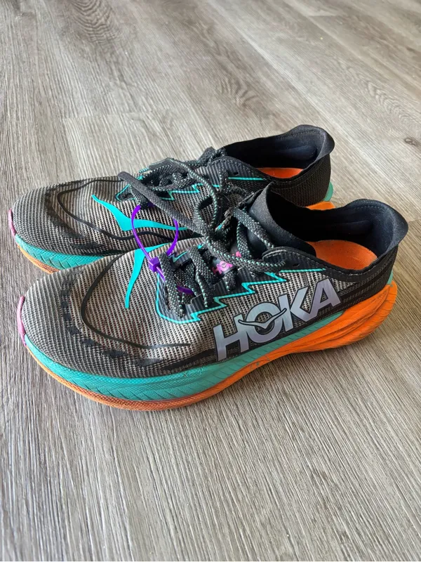 Hoka Mach X 2 Running Shoes in Black, Teal, Orange and Pink - Image 9