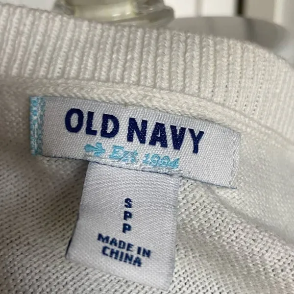 Old Navy Womens 100% Cotton Breton Stripe Sweater Cream Navy Long Sleeve‎ Size S - Image 9