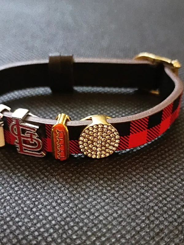 Keep Collective STL Carnials Red and Black Plaid Leather Charm Bracelet - Image 3
