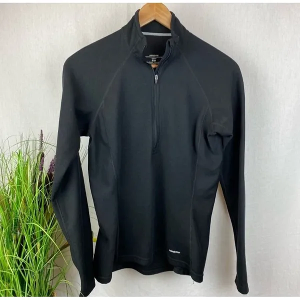 Patagonia Black Quarter Zip Capalene Base Layer Long Sleeve Shirt M - Image 2