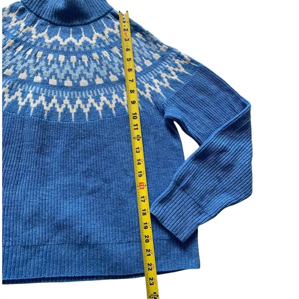 J.Crew Fair Isle Mockneck Pullover Women M Blue BM179 Re-Imagined Winter Cozy - Image 7