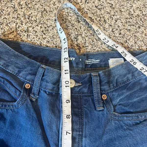Old Navy High Rise Slouchy Straight‎ Jeans Women Size 4 Distressed Blue - Image 5