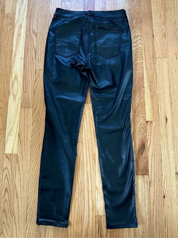 White House Black Market High-Rise Coated Skinny Jeans Black Size 4 - Image 13