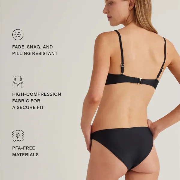 NWT Quince Black Italian v-neck bikini top Sz L - Image 4