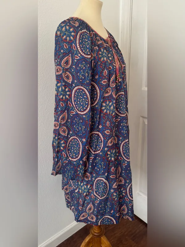 Natural Life Midi Dress Oversized Loose Paisley Boho Granola Hippie Size XL - Image 4