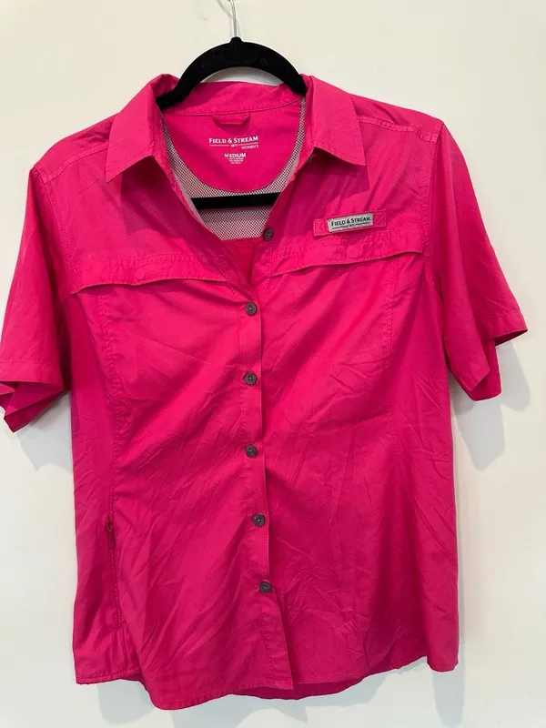 Field & Stream Women's Pink Short Sleeve Performance Button-Down Fishing Shirt S - Image 6