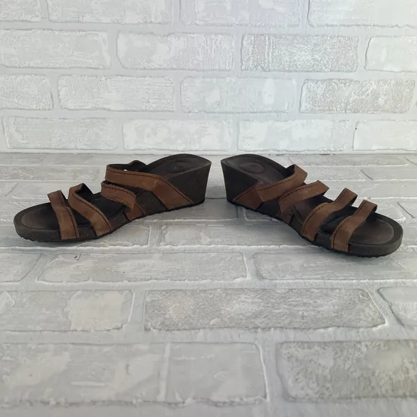 Teva Sandals Ysidro Slides Womens 8 Brown Slip On Wedge Cork Heel Casual 1015118 - Image 9