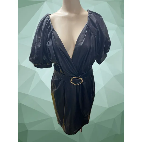 Amanda Uprichard Size Small Black Durand Faux Leather Mini Dress Brand New - Image 2