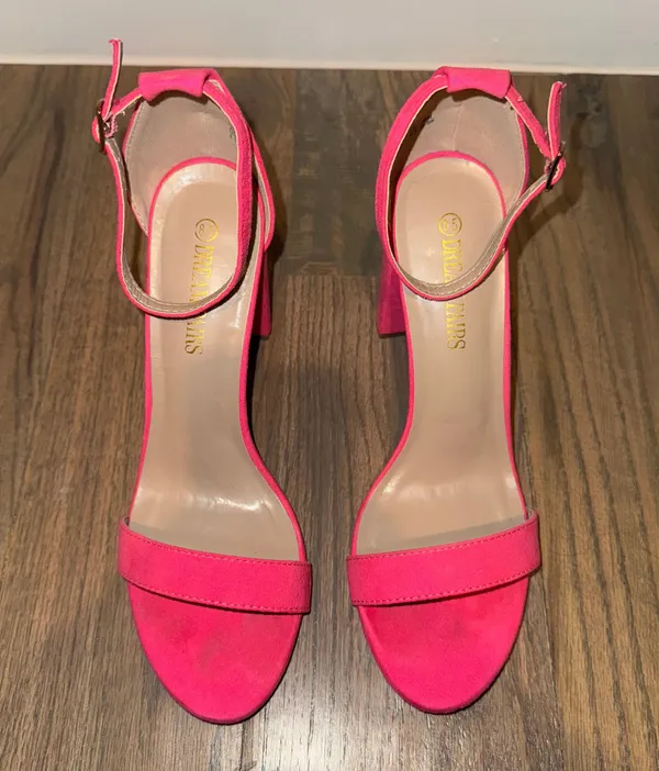 Dream Paris Pink Block High Heels - Image 3