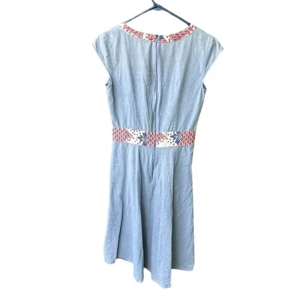 Pinup style Chambray dress size M ( runs S) cap sleeves fit n flare faux wrap . - Image 2