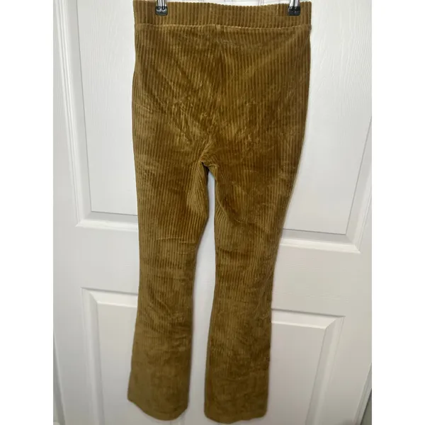 Aerie‎ Groove On Gold Ribbed High Waisted Velour Flare Pant Small Short Lounge - Image 2
