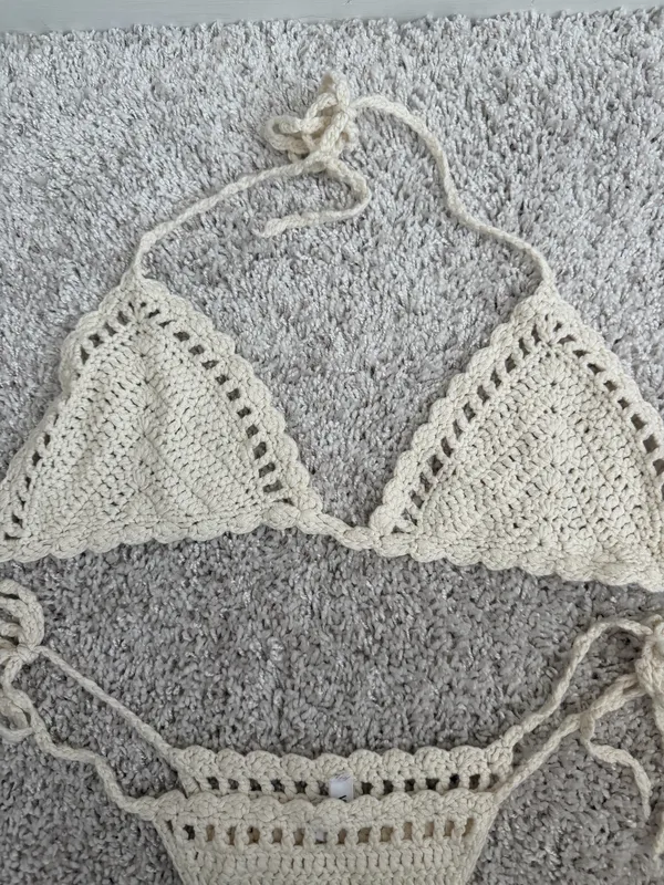 White Fox Boutique Crochet Bikini set - Image 3
