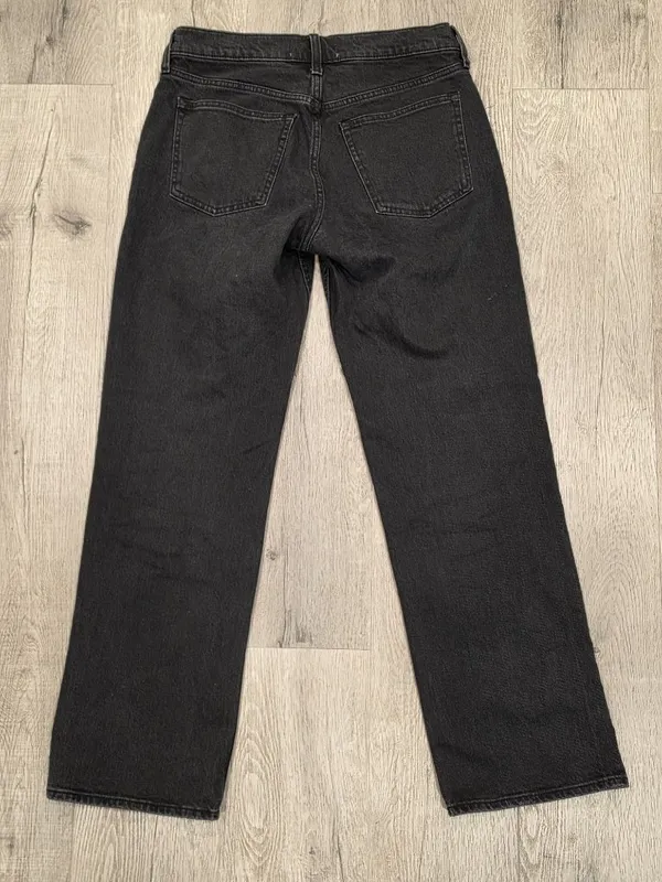 Abercrombie & Fitch The Baggy Low Rise Black Denim Jeans Size 26 2R Straight leg - Image 2