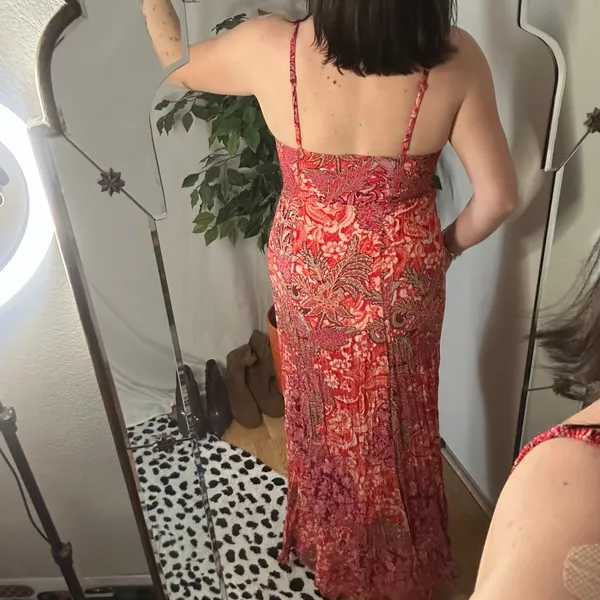 Free People Forever Yours Smocked Maxi Slip Red Size Small - Image 6