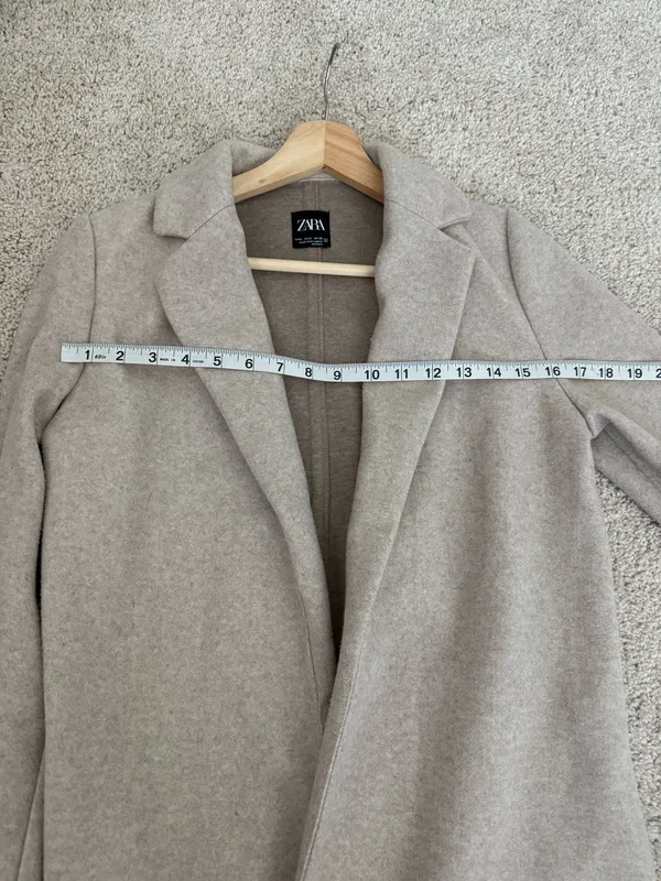 Zara Beige Open-Front Wool-Blend Coat - Image 7
