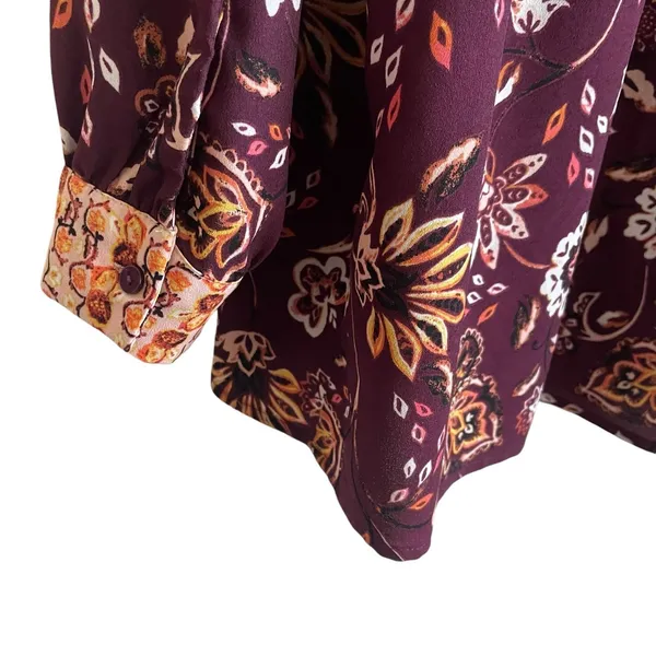 Dlp‎ Womens Boho Floral Babydoll Tunic XL Plum Peasant Whimsical Earthy Cottage - Image 4