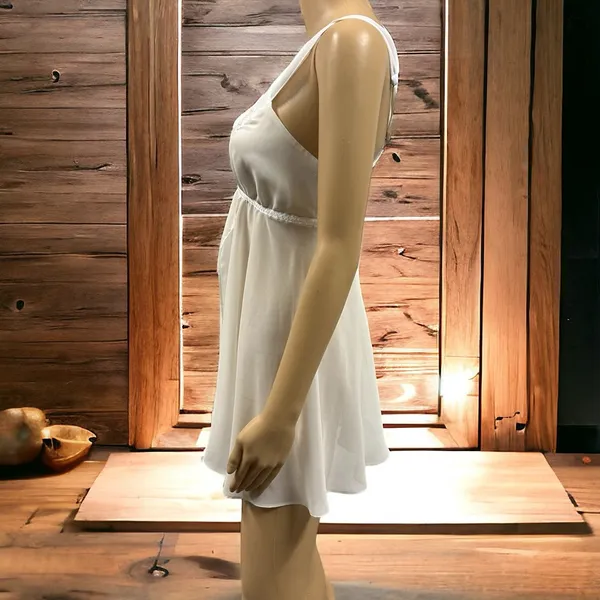 Anthropologie Flora Nikrooz Chemise Lingerie Ivory Embroidered Sequin Neckline M - Image 10