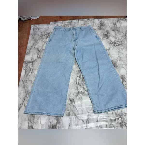 American Eagle Outfitters wide leg high rise Light Wash denim Jeans size 8 boho - Image 7