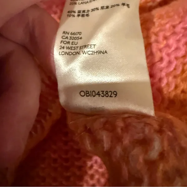 Free People Candy Stripe Pink Orange Knit Long Sleeve‎ Cowl Neck Tunic Sweater M - Image 9