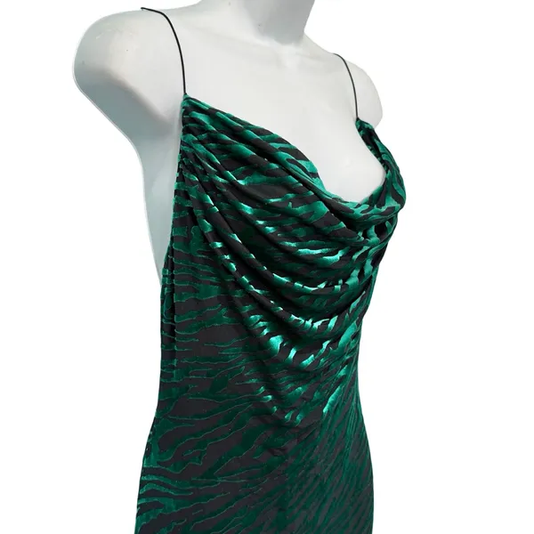 Runaway Lionell Emerald Green Zebra Stripe Backless Maxi Dress Sz 8 / L NEW Tags - Image 11
