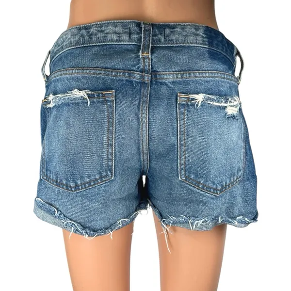 Abercrombie & Fitch Harper Low Rise Distressed Frayed Denim Jean Shorts Size 4 - Image 3