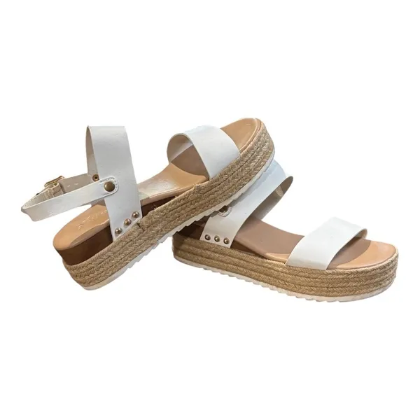 Xappeal Amelia Platform Sandals Womens‎ 7 White Espadrille Studded Buckle Strap - Image 9