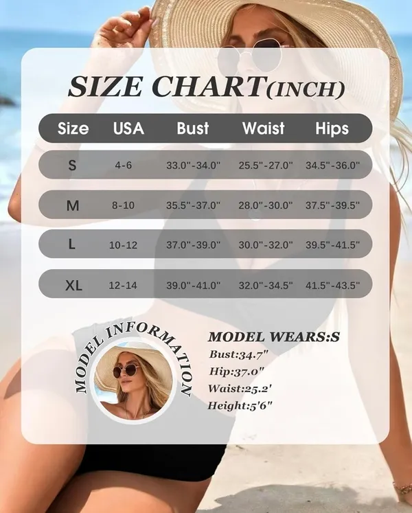 NEW - SZ L, black High Waisted Bikini Sets for Women Tummy Control 2 Piece suit - Image 7