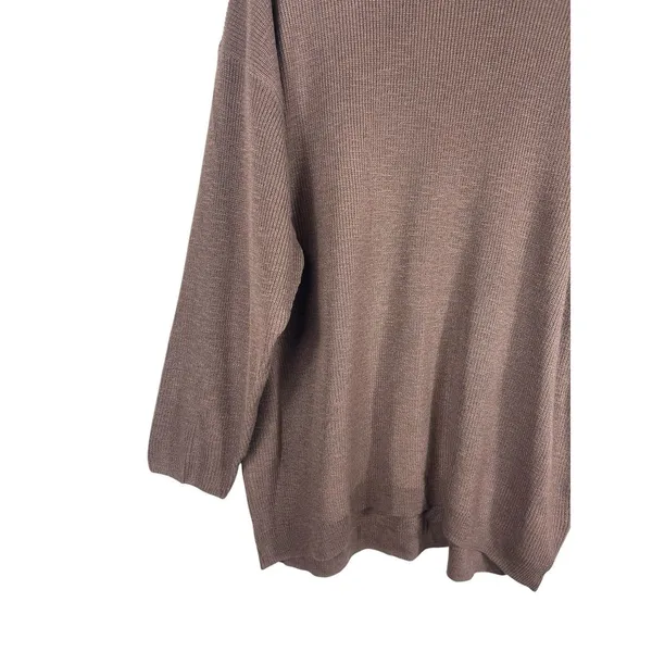 Free People FP Beach Oversized Pullover Sweater Brown Cotton Blend Stretch NWT L - Image 4
