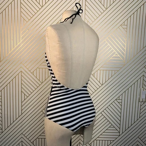 Zara Swimsuit Black and White Striped One-Piece Bathing Suit Size‎ Small - Image 8