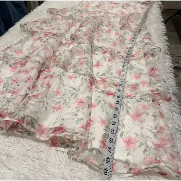Lulu’s Endlessly Gorgeous Burnout Tie-Strap Midi Dress in White Pink Floral XL - Image 6