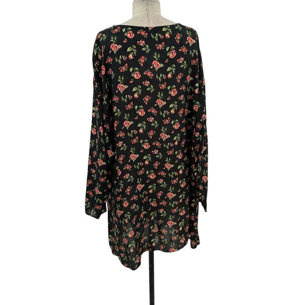ASOS Floral Print‎ Black Pink Green Button Front Mini Tunic Dress Size US 12 - Image 7