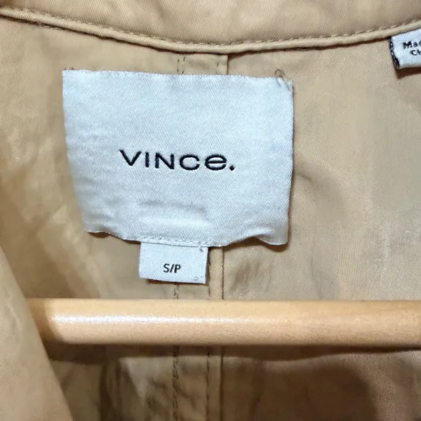 Vince Womens Tan Khaki Belted Nylon Trench Coat V860691416 Size Small - Image 6