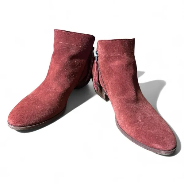 Sam Edelman Packer Women Size 8 Burgundy Suede Ankle Boots Western Booties - Image 2