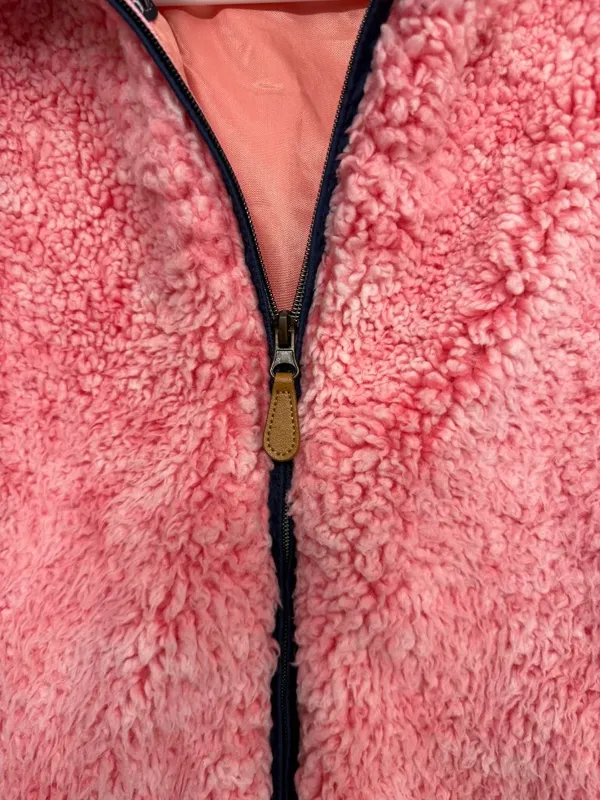 Simply Southern Pink Sherpa Full-Zip Vest Size S - Image 5