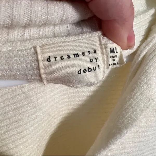 Dreamers by Debut Women's Size Medium/Large Collared Dolman Sleeve Sweater Cream - Image 9