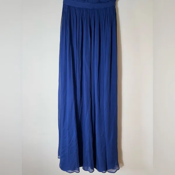 J. Crew Nadia Long Dress Silk‎ Chiffon Dark Cove Blue Wedding Formal Size 6 - Image 3