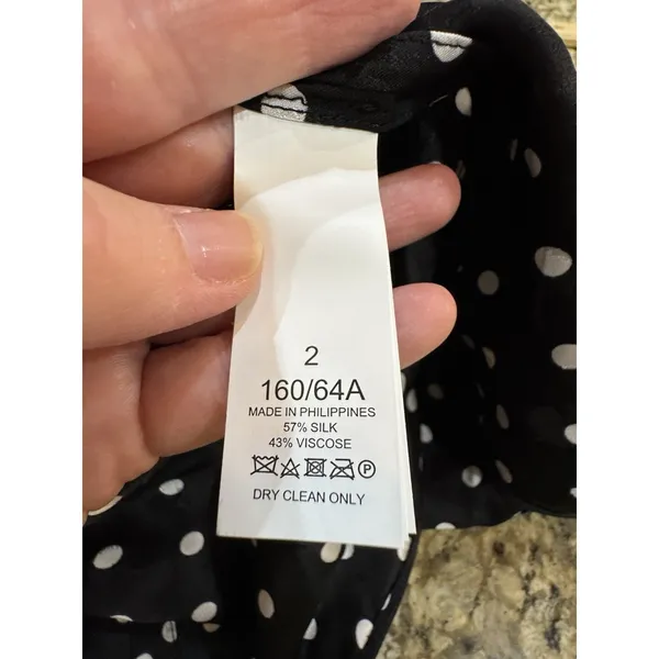 Kate Spade Polka Dot Silk Blend Midi Skirt Black White Cabana Size 2! - Image 8